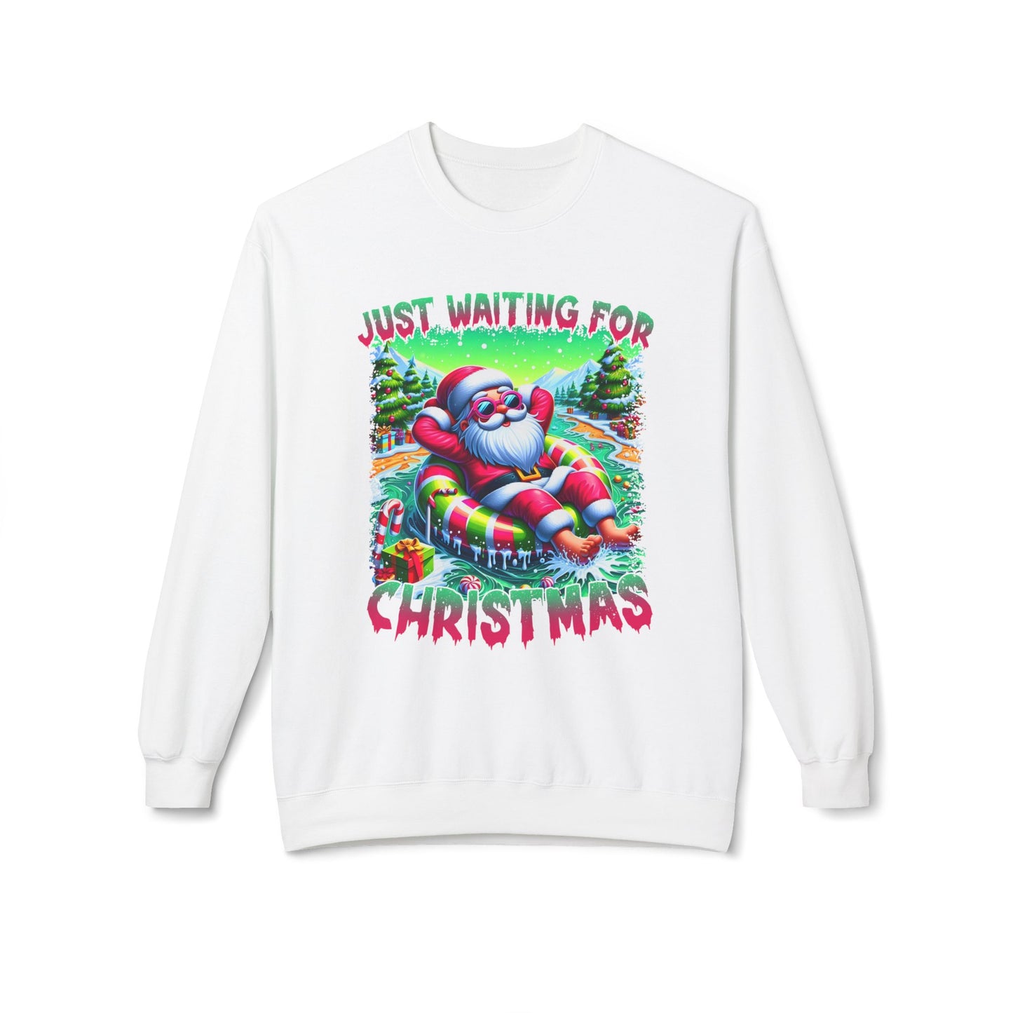 Just Waiting For Christmas Midweight Softstyle Fleece Crewneck Sweatshirt