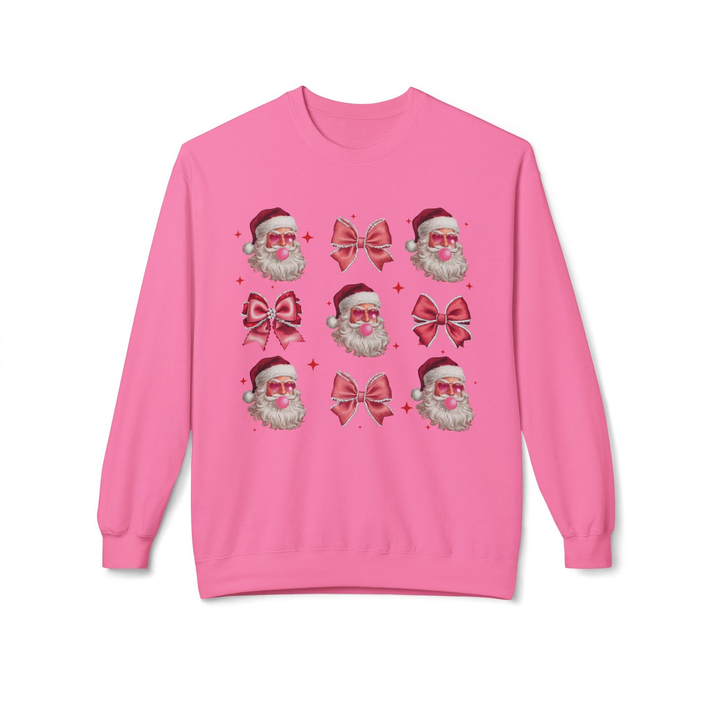 Festive Santa Sweatshirt with Bows – Cozy Holiday Crewneck