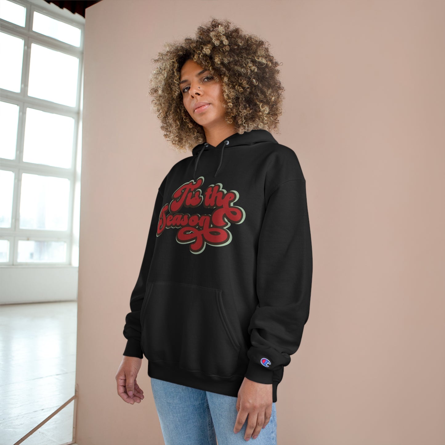 Festive Champion Hoodie - 'Tis the Season Christmas Sweatshirt