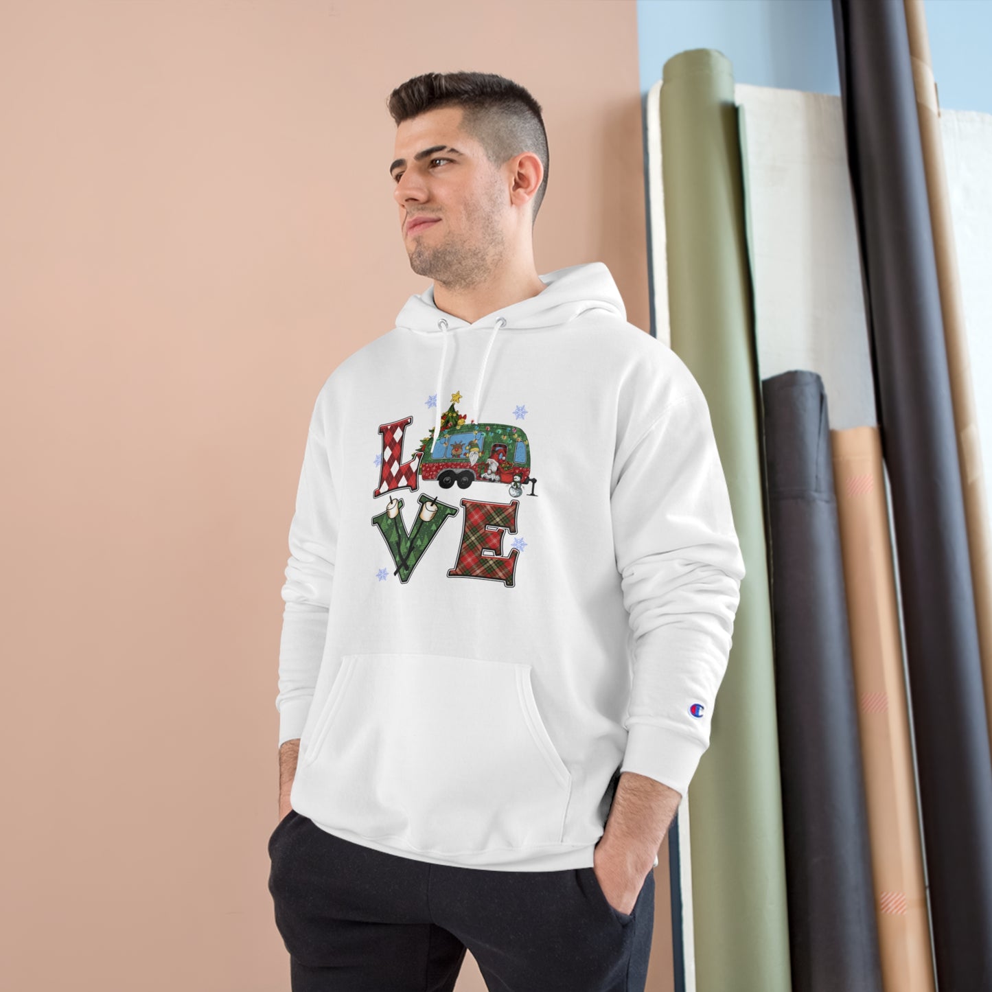 Festive Love Champion Hoodie - Christmas Truck Design