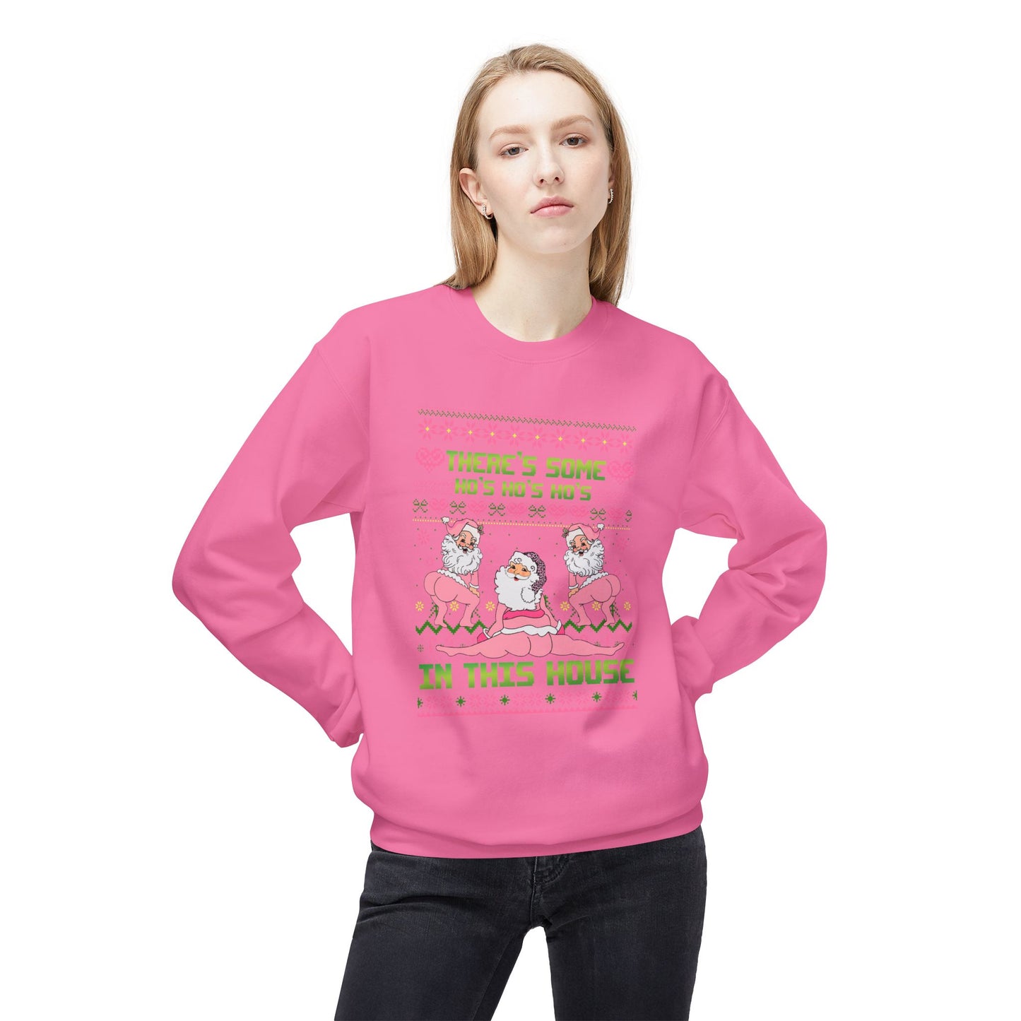 There's Some Ho Ho Ho's In This House Unisex MidWeight Softstyle Fleece Crewneck Sweatshirt