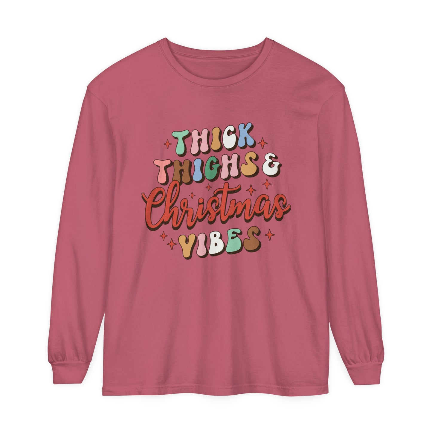 Thick Thighs & Christmas Vibes Unisex Long Sleeve T-Shirt