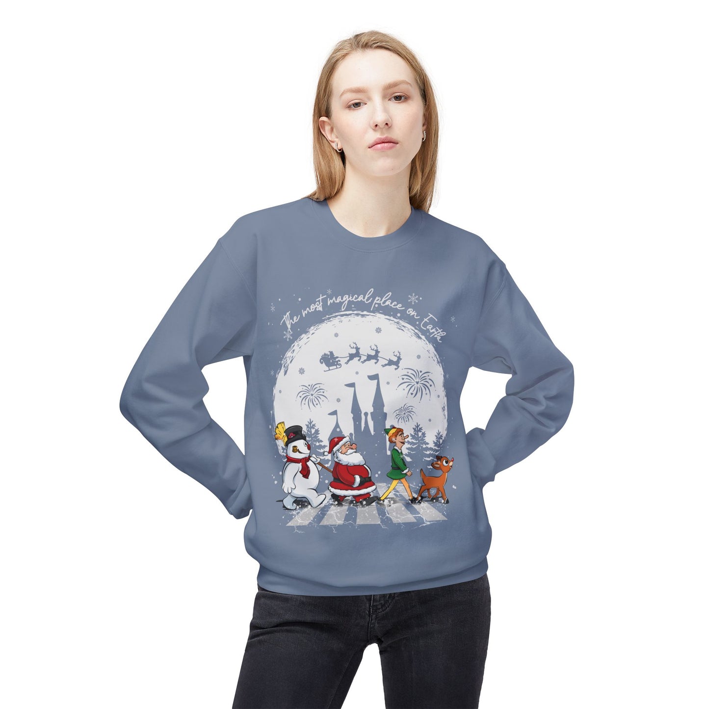 "A Very Magical Place on Earth" Holiday Crewneck Sweatshirt - Unisex Midweight Fleece