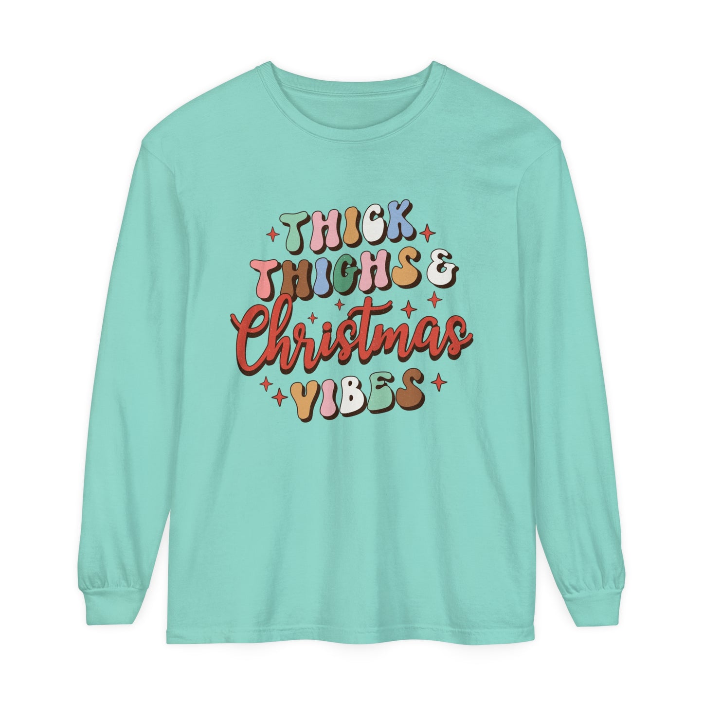 Thick Thighs & Christmas Vibes Unisex Long Sleeve T-Shirt