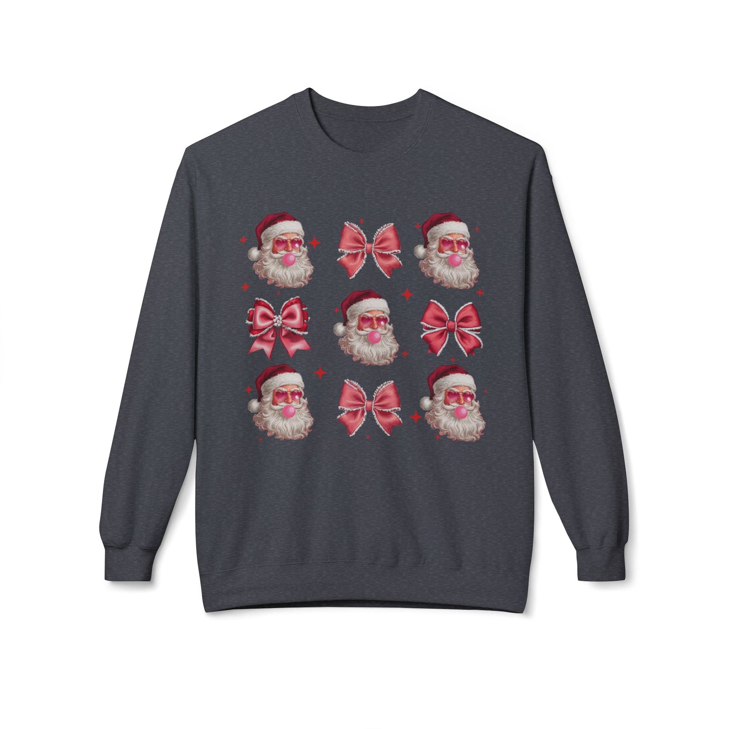Festive Santa Sweatshirt with Bows – Cozy Holiday Crewneck