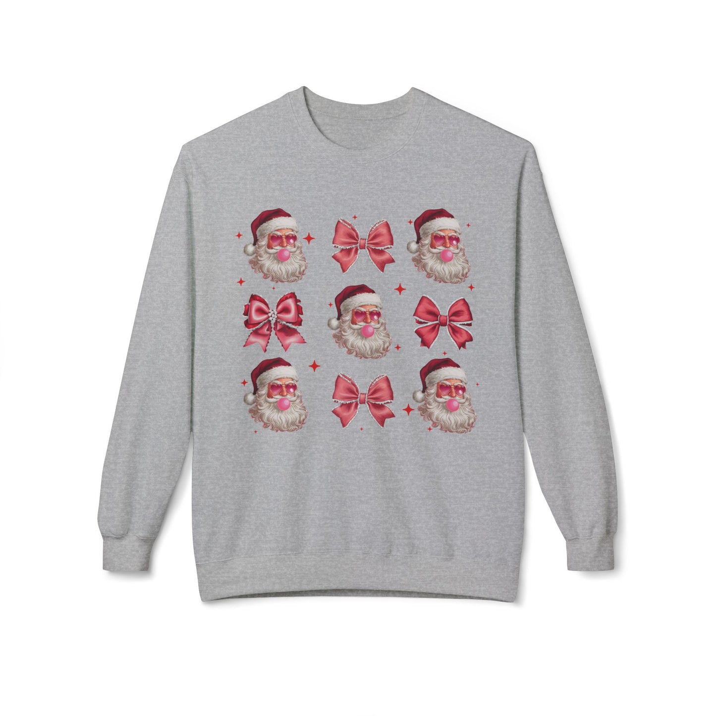 Festive Santa Sweatshirt with Bows – Cozy Holiday Crewneck