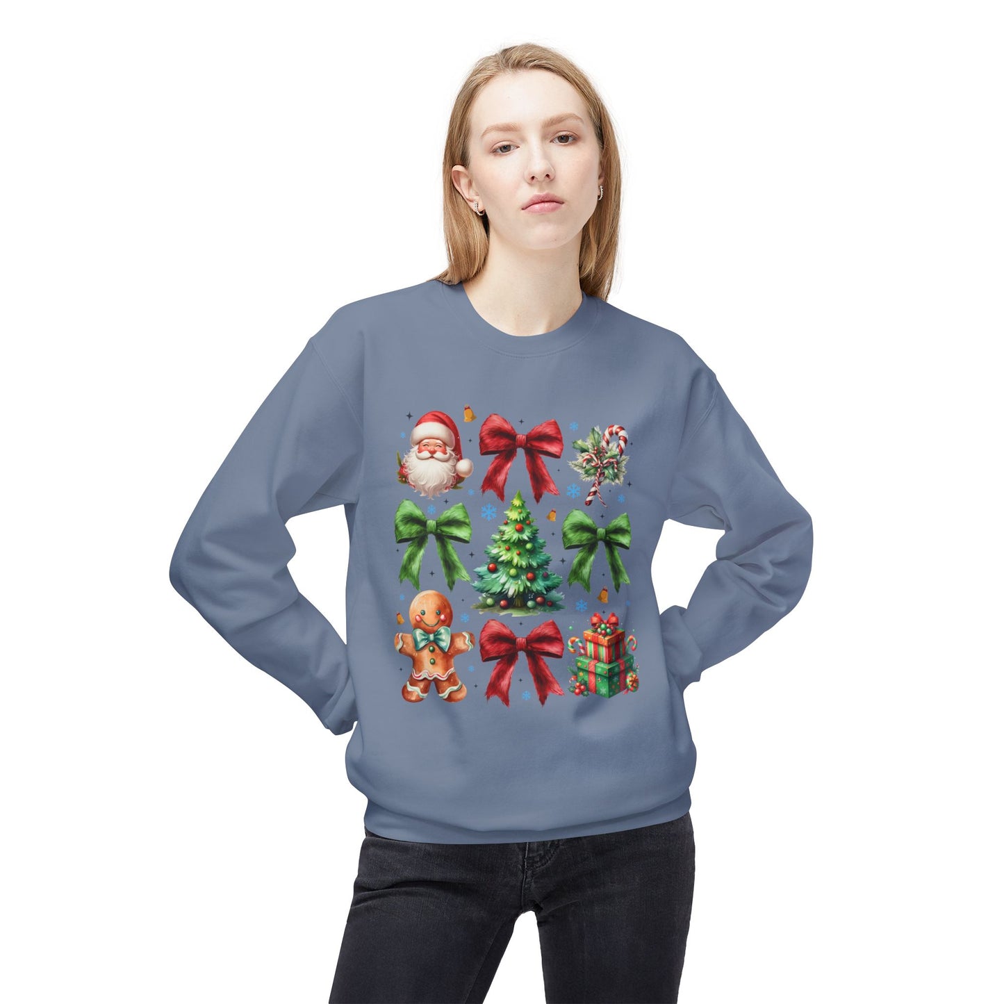 Festive Fleece Crewneck Sweatshirt - Christmas Cheer Design