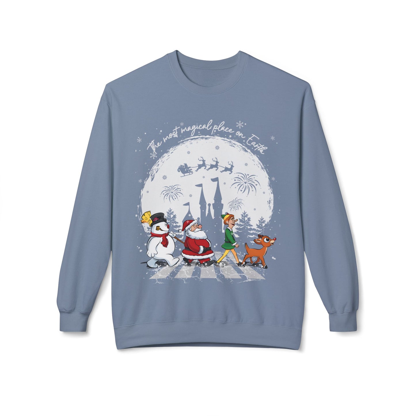 "A Very Magical Place on Earth" Holiday Crewneck Sweatshirt - Unisex Midweight Fleece