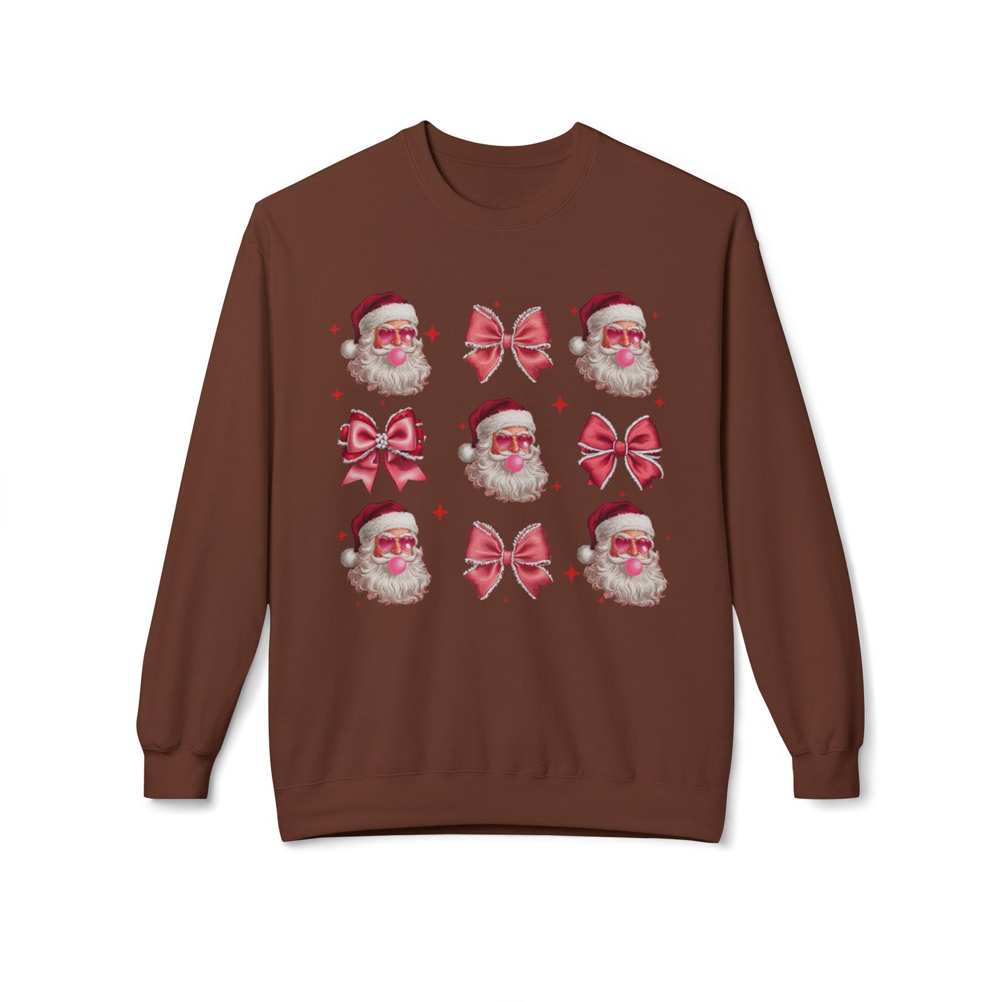 Festive Santa Sweatshirt with Bows – Cozy Holiday Crewneck
