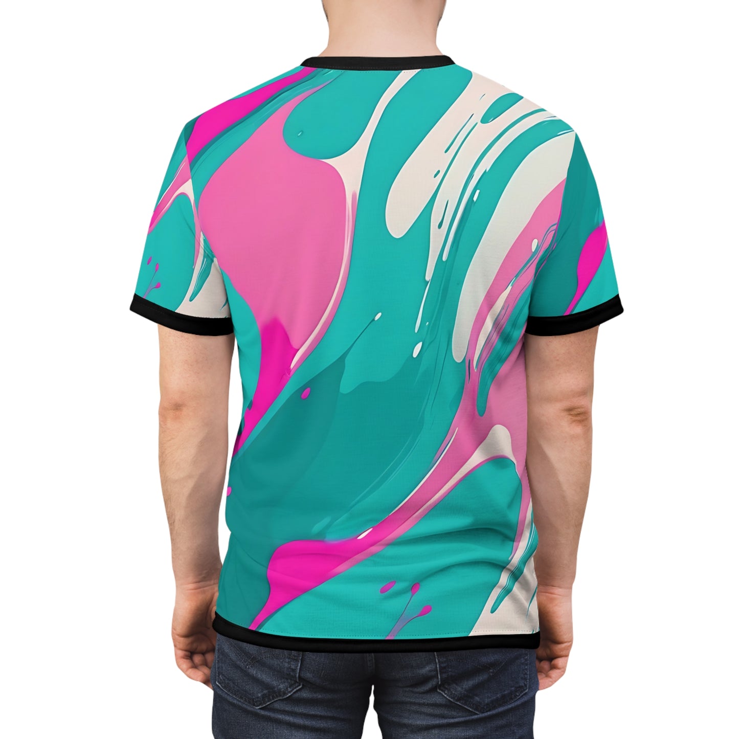Colorful Abstract Unisex Cut & Sew Tee - Trendy Graphic T-Shirt for Casual Outings