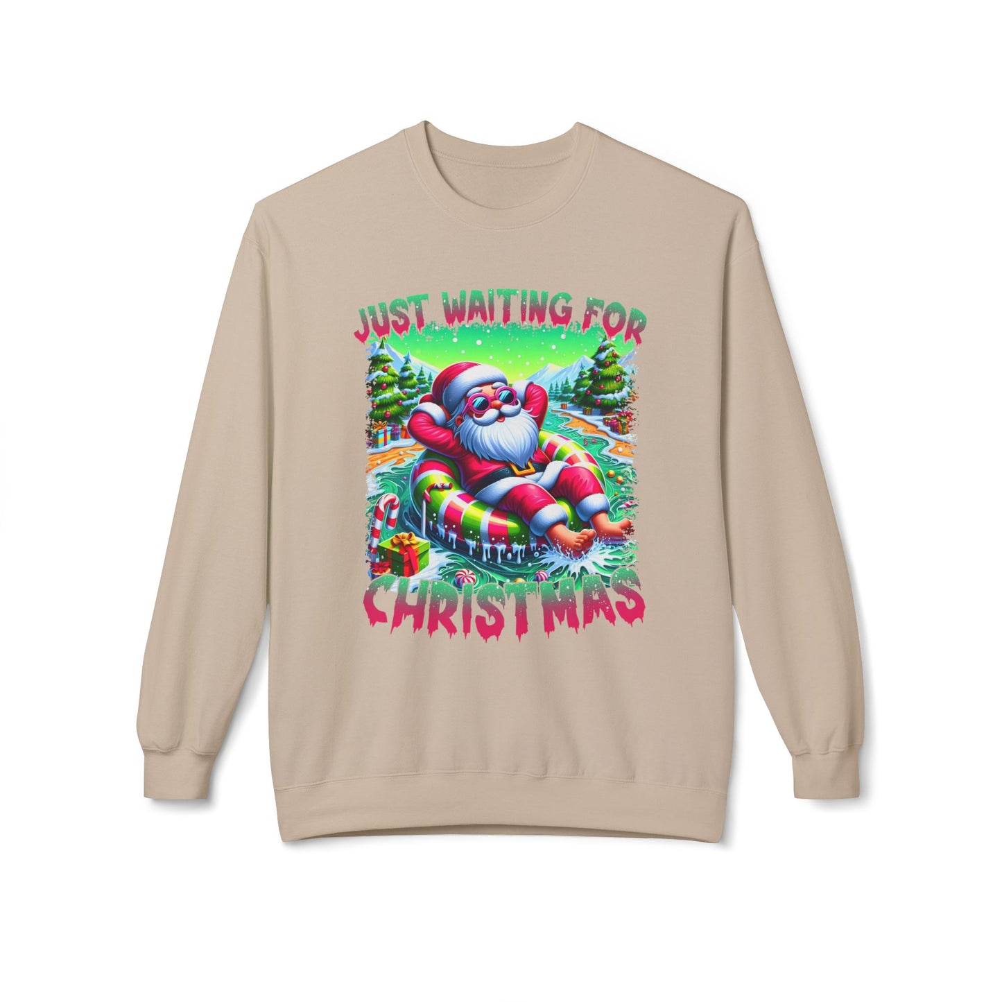 Just Waiting For Christmas Midweight Softstyle Fleece Crewneck Sweatshirt