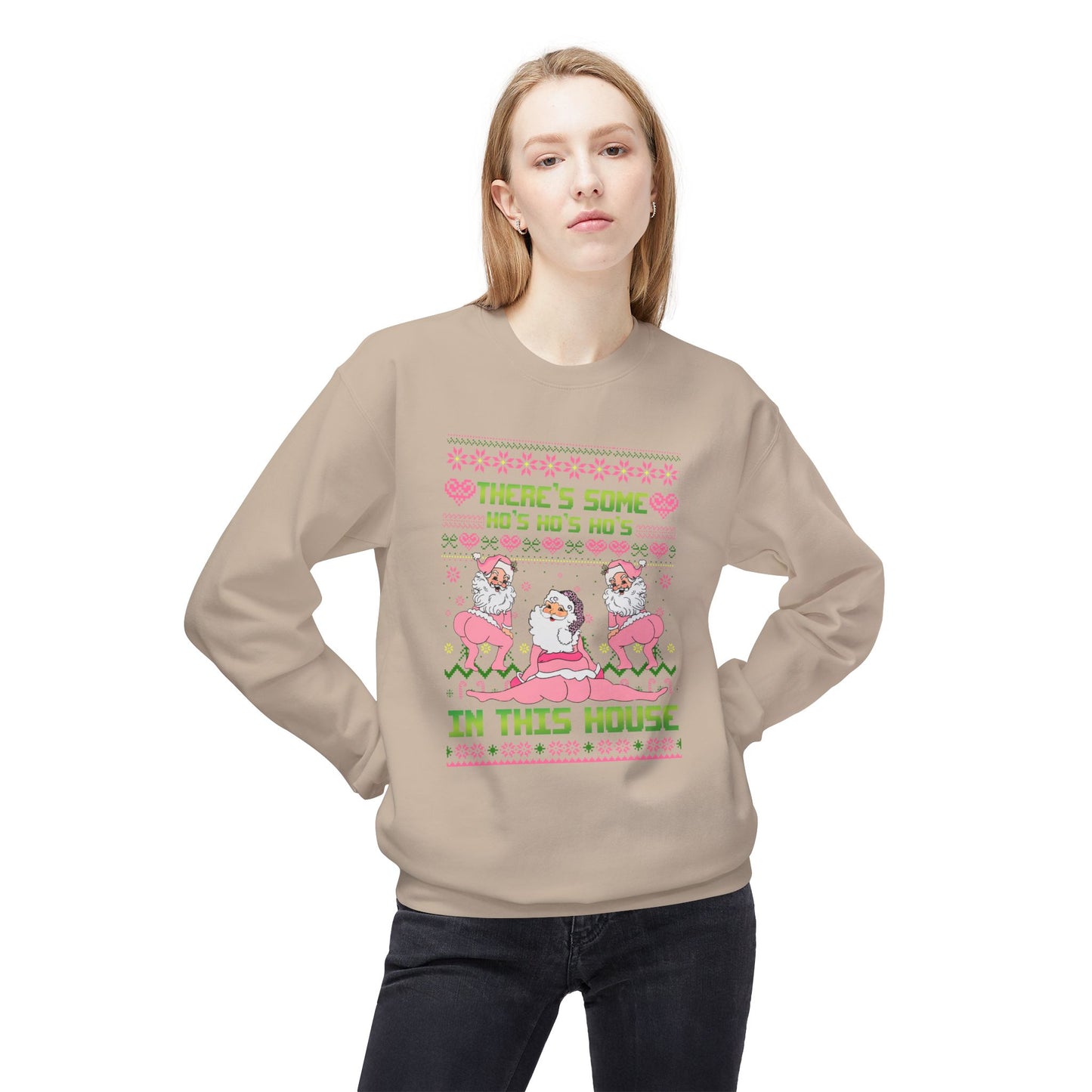 There's Some Ho Ho Ho's In This House Unisex MidWeight Softstyle Fleece Crewneck Sweatshirt