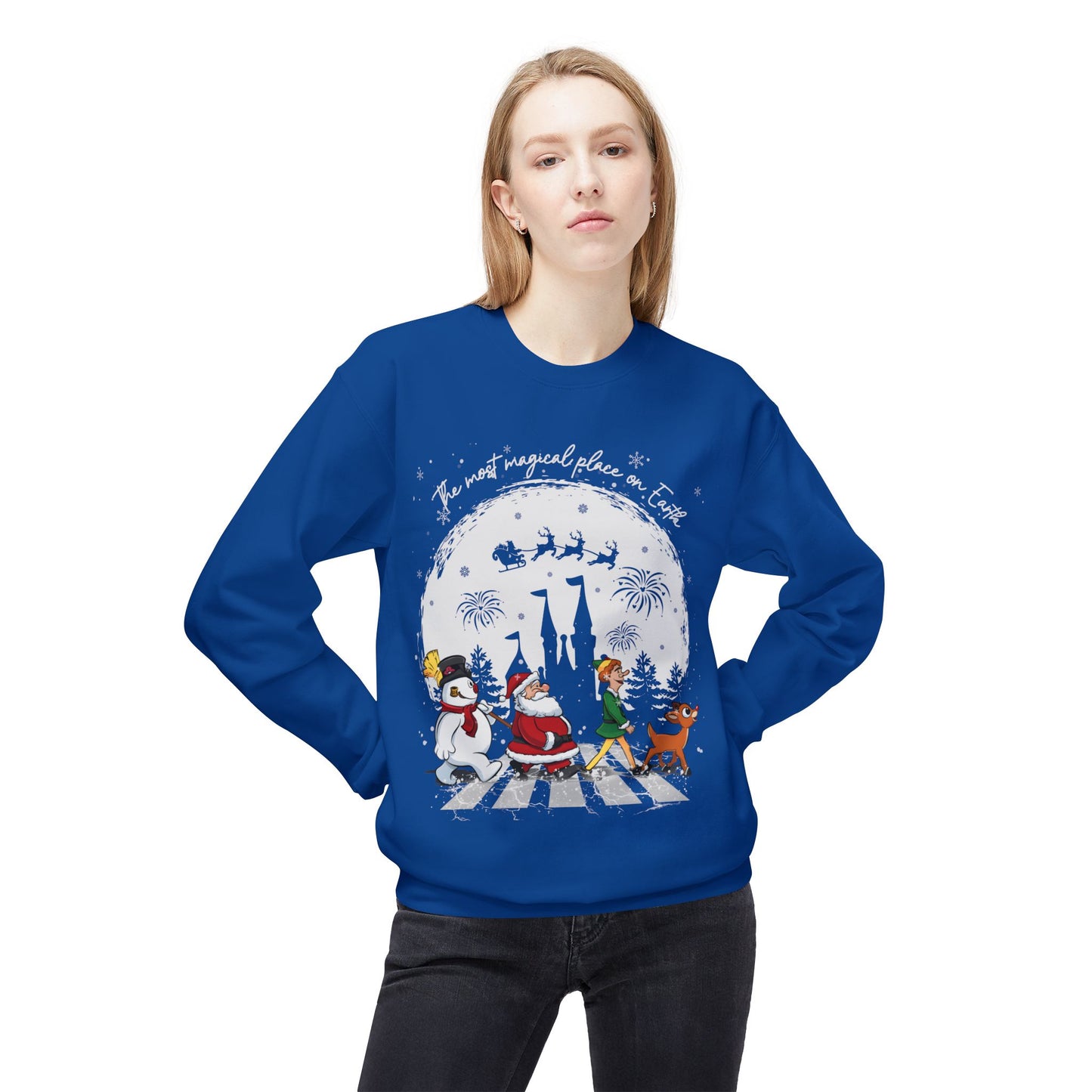 "A Very Magical Place on Earth" Holiday Crewneck Sweatshirt - Unisex Midweight Fleece