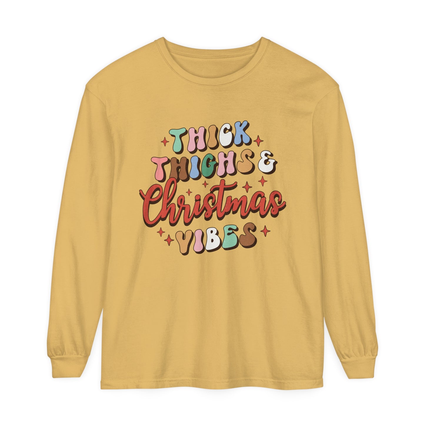 Thick Thighs & Christmas Vibes Unisex Long Sleeve T-Shirt