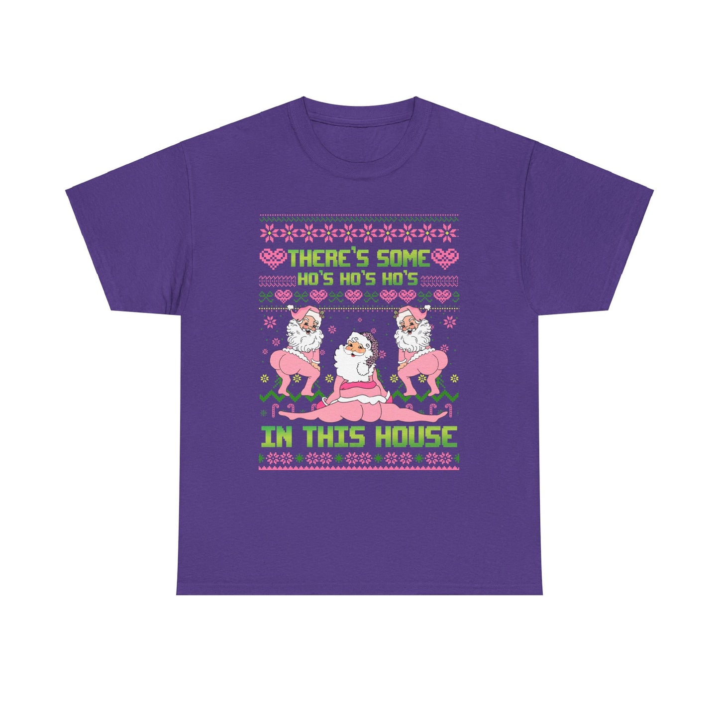 Funny Christmas Unisex Heavy Cotton Tee - "There's Some Ho's Ho's Ho's in This House"