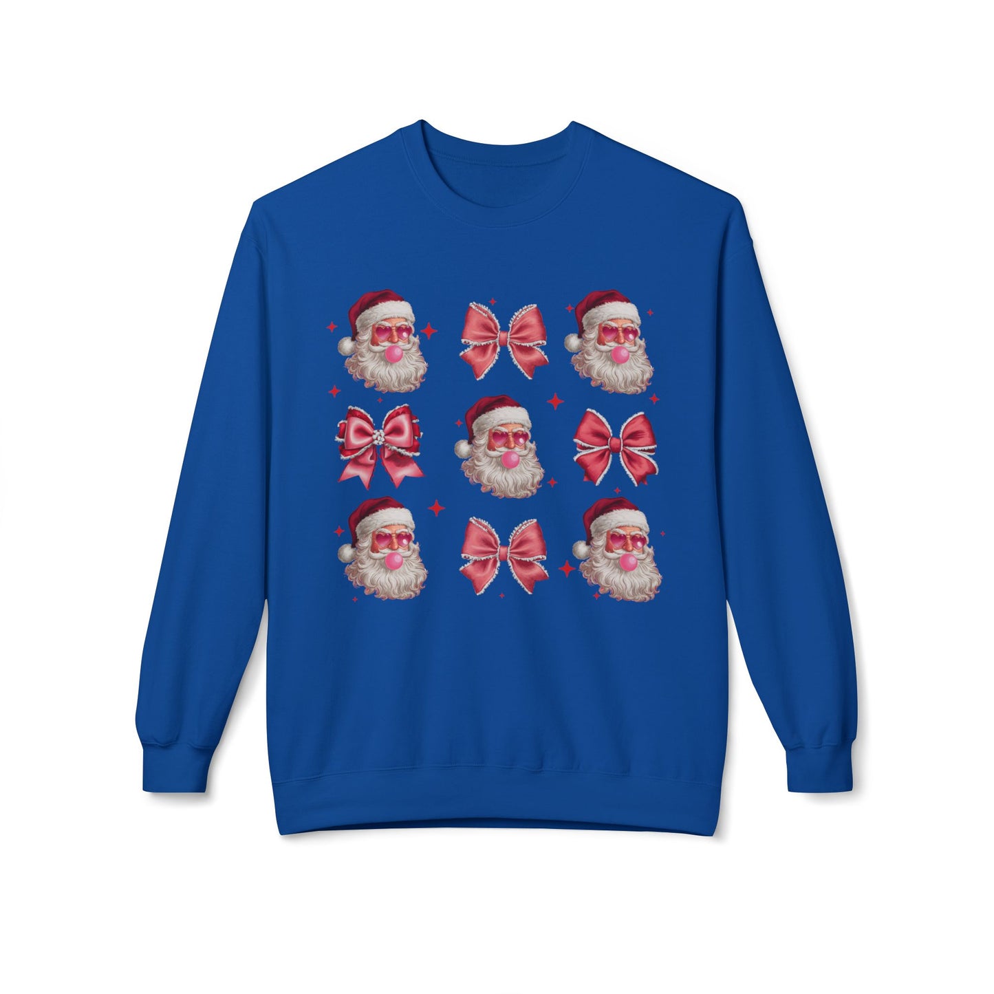 Festive Santa Sweatshirt with Bows – Cozy Holiday Crewneck