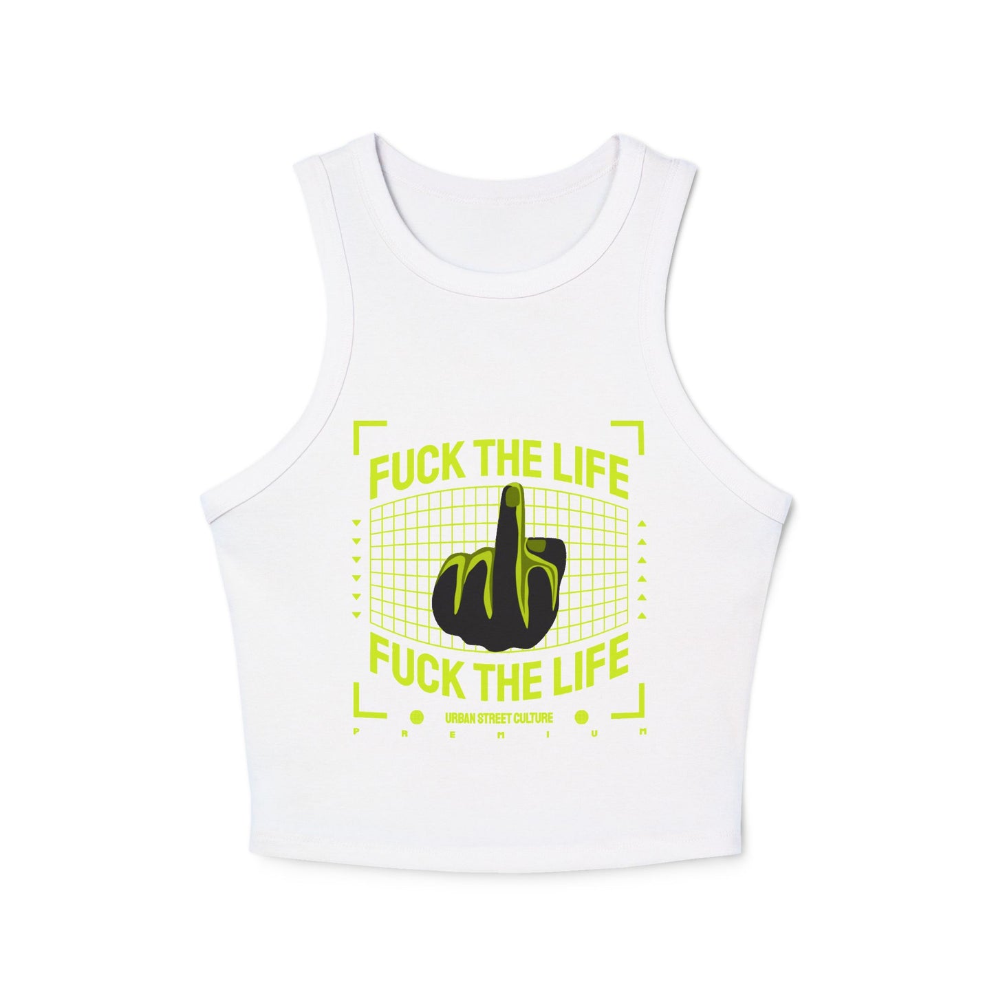 Graphic Racer Tank Top - "Fuck the Life" Design for Confident Women