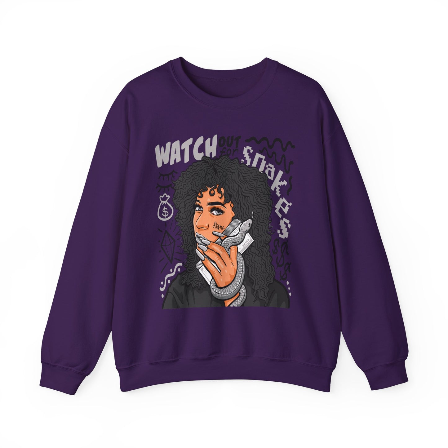 Watch Out for Snakes Crewneck Sweatshirt - Bold Graphic Design