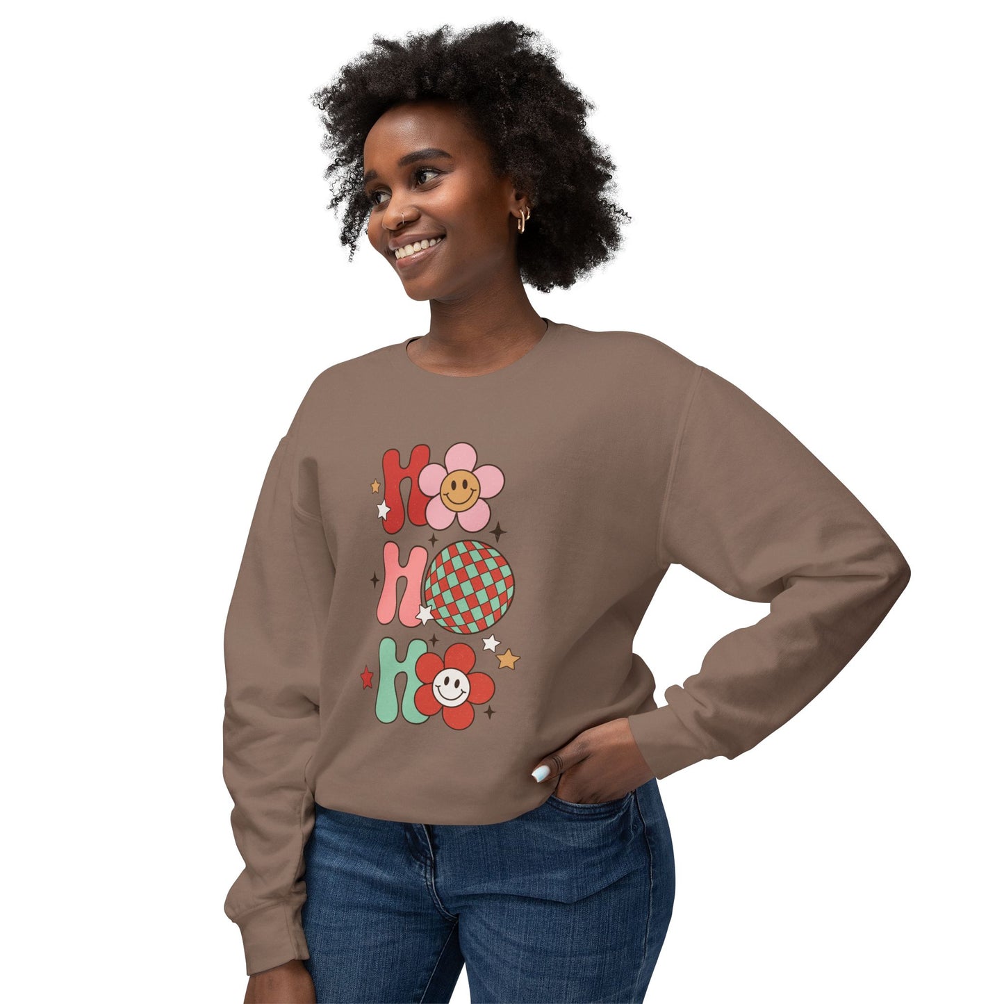 Festive Unisex Crewneck Sweatshirt - 'Ho Ho Ho' & 'Holly Jolly Babe' Design