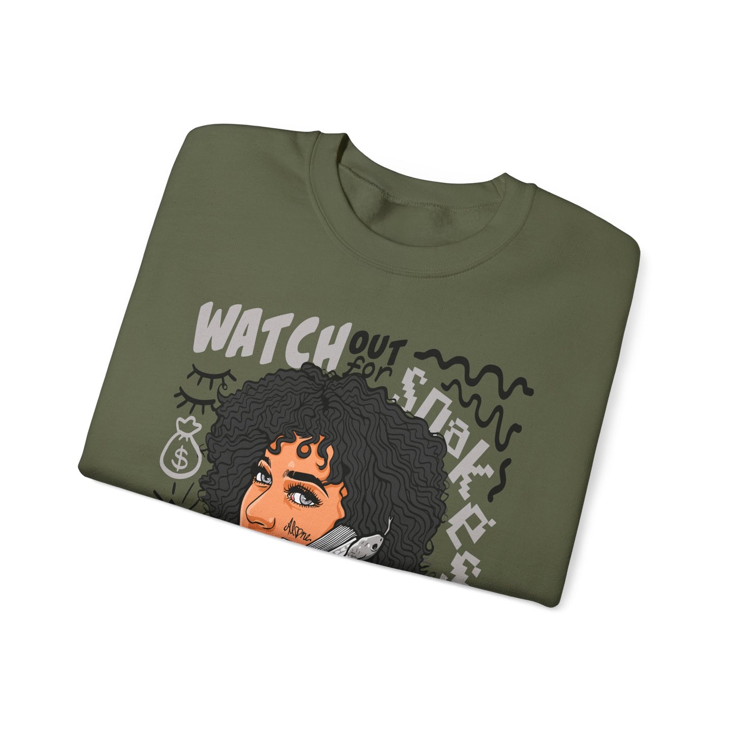 Watch Out for Snakes Crewneck Sweatshirt - Bold Graphic Design