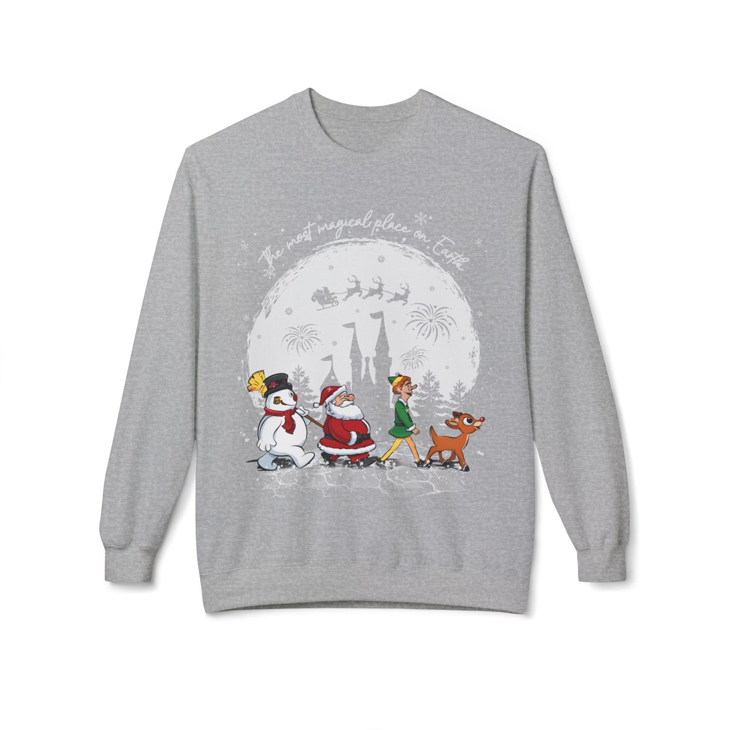 "A Very Magical Place on Earth" Holiday Crewneck Sweatshirt - Unisex Midweight Fleece