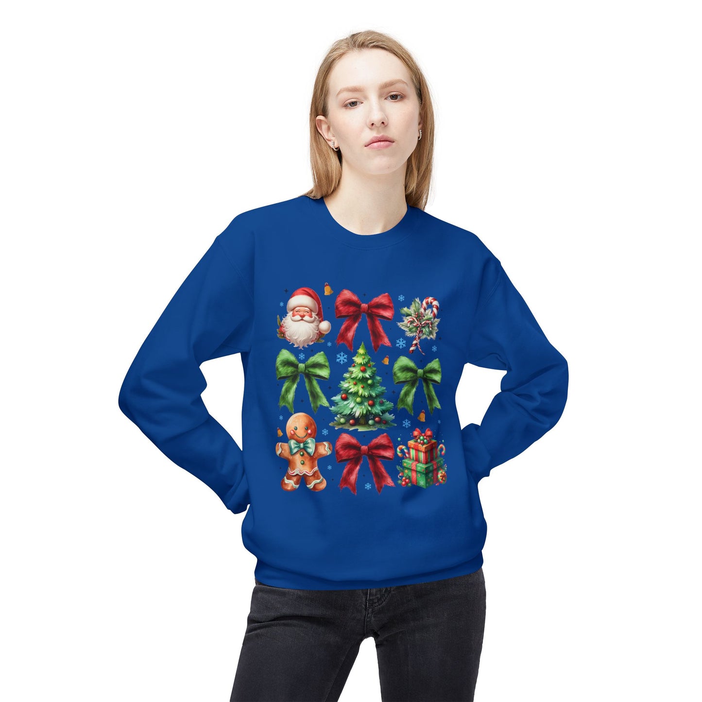 Festive Fleece Crewneck Sweatshirt - Christmas Cheer Design