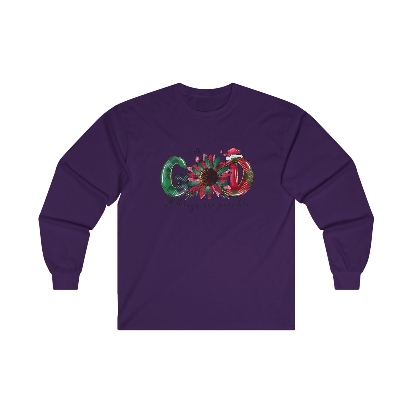 Festive 'With God All Things Are Possible' Long Sleeve Tee