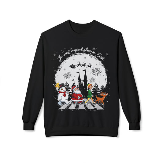 "A Very Magical Place on Earth" Holiday Crewneck Sweatshirt - Unisex Midweight Fleece