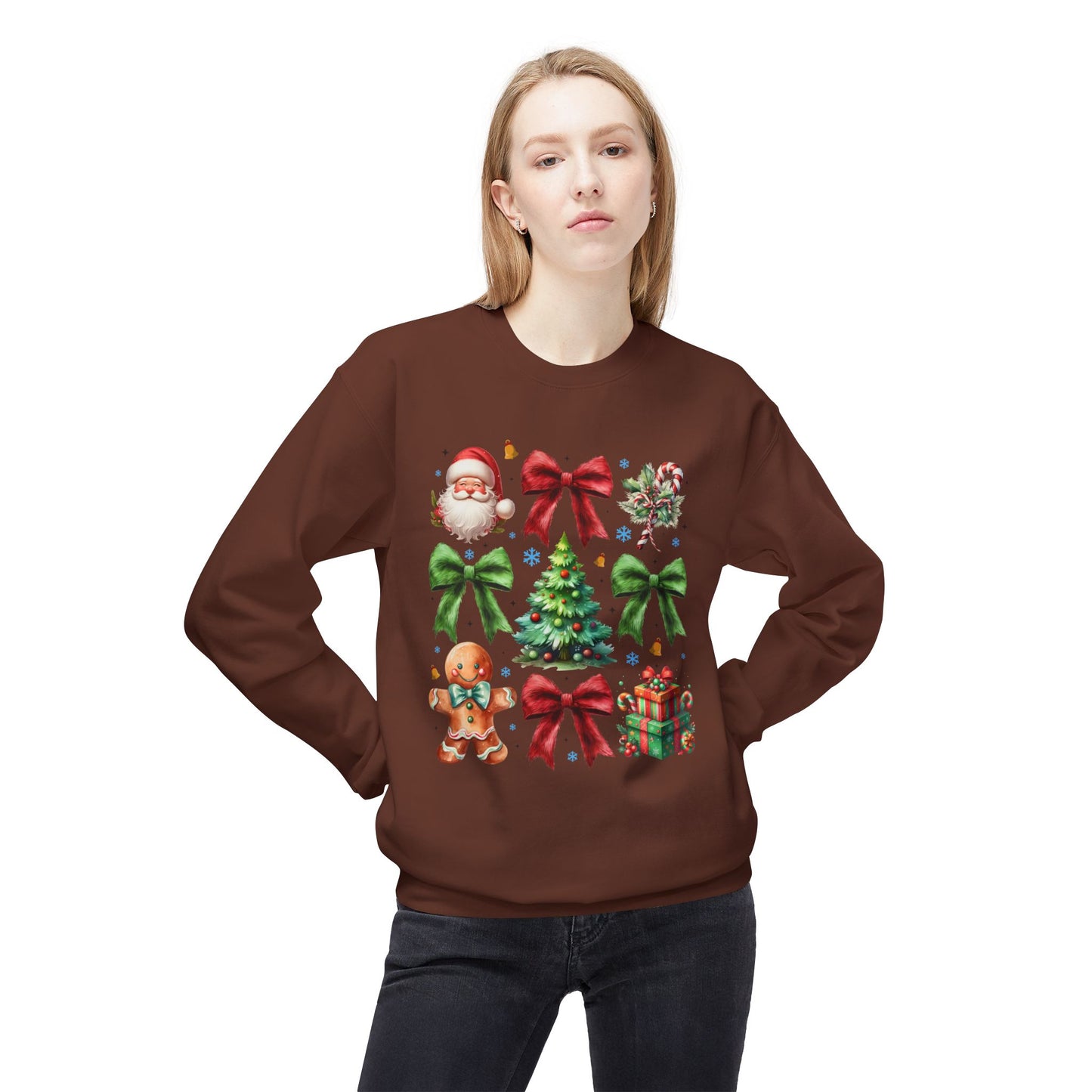 Festive Fleece Crewneck Sweatshirt - Christmas Cheer Design