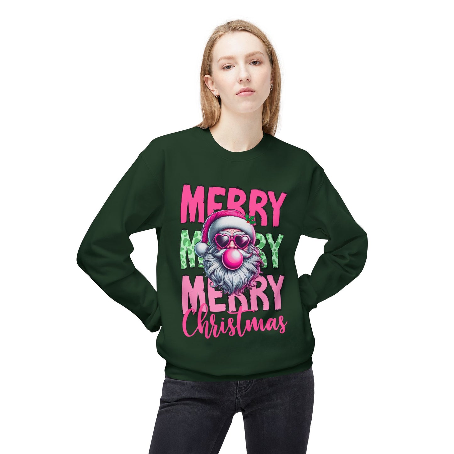 Merry Christmas Fleece Crewneck Sweatshirt