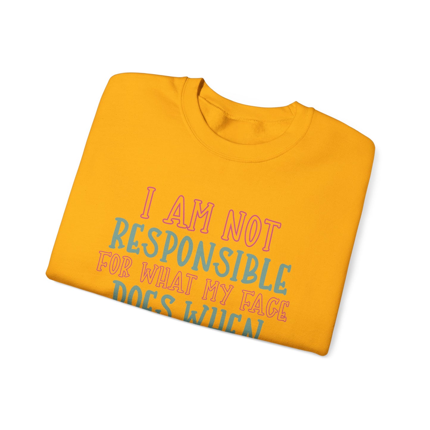 Funny Crewneck Sweatshirt - 'I Am Not Responsible For What My Face Does When You Talk!'