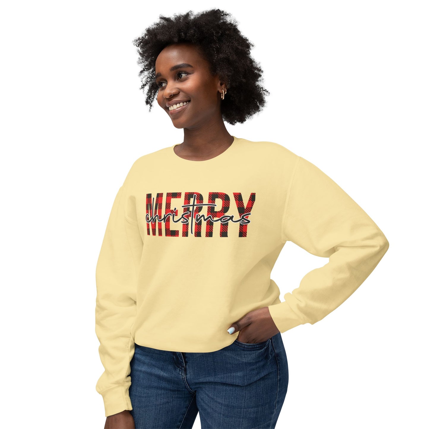 Merry Christmas Unisex Lightweight Crewneck Sweatshirt