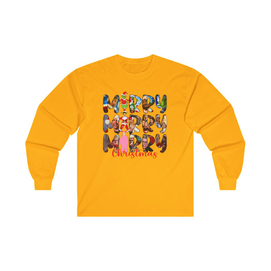 Merry Christmas Unisex Long Sleeve Tee - Festive Cotton Shirt
