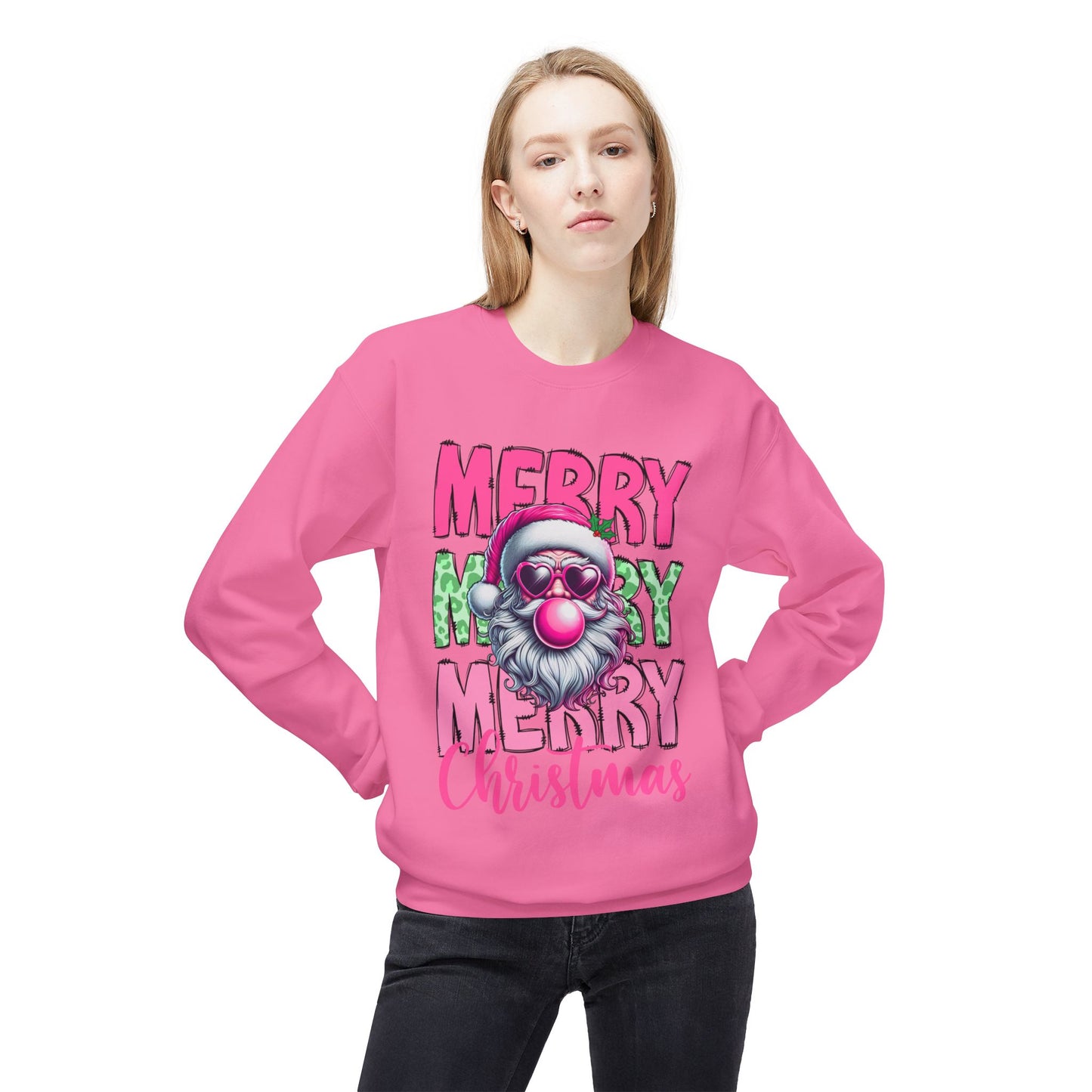 Merry Christmas Fleece Crewneck Sweatshirt