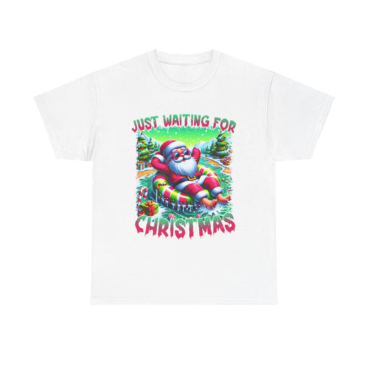 Unisex Heavy Cotton Tee - Just Waiting for Christmas Design