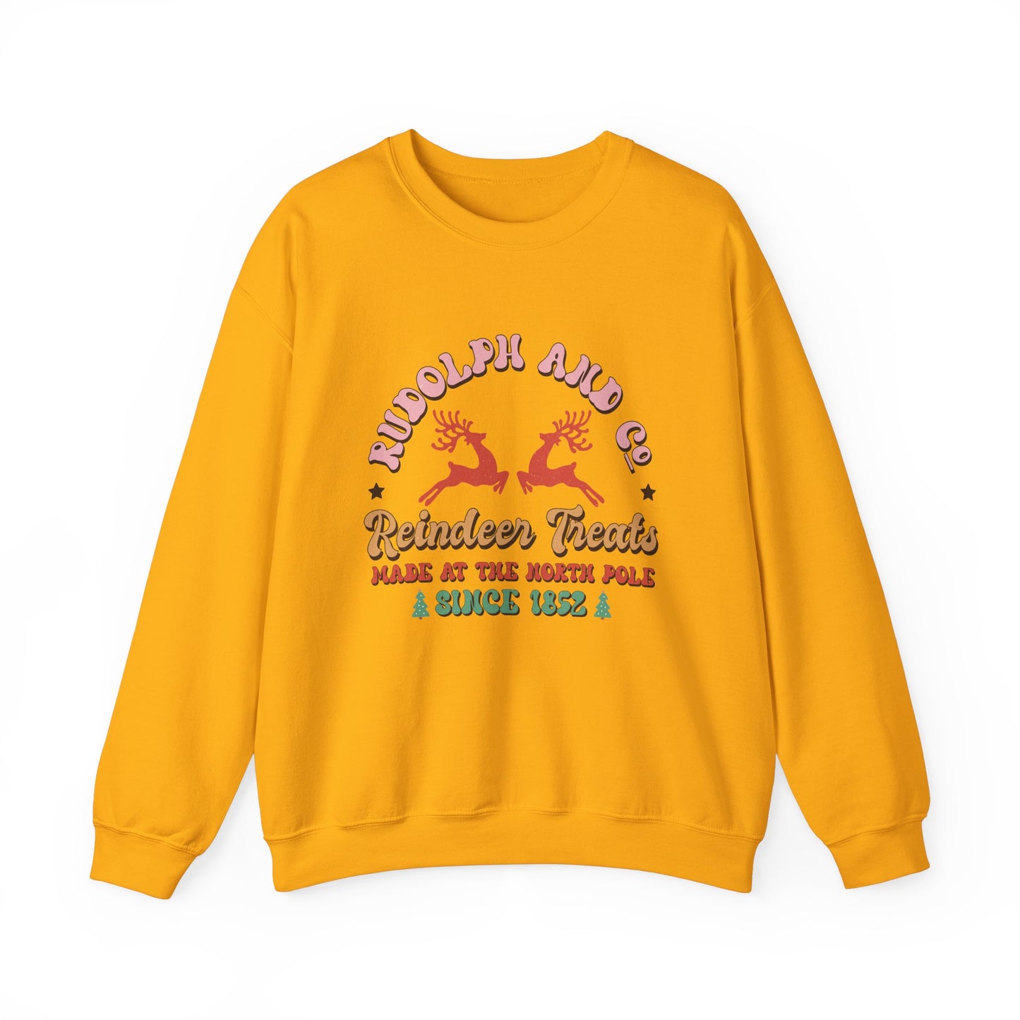 Christmas Crewneck Sweatshirt - Rudolph & Santa's Reindeer Treats Design