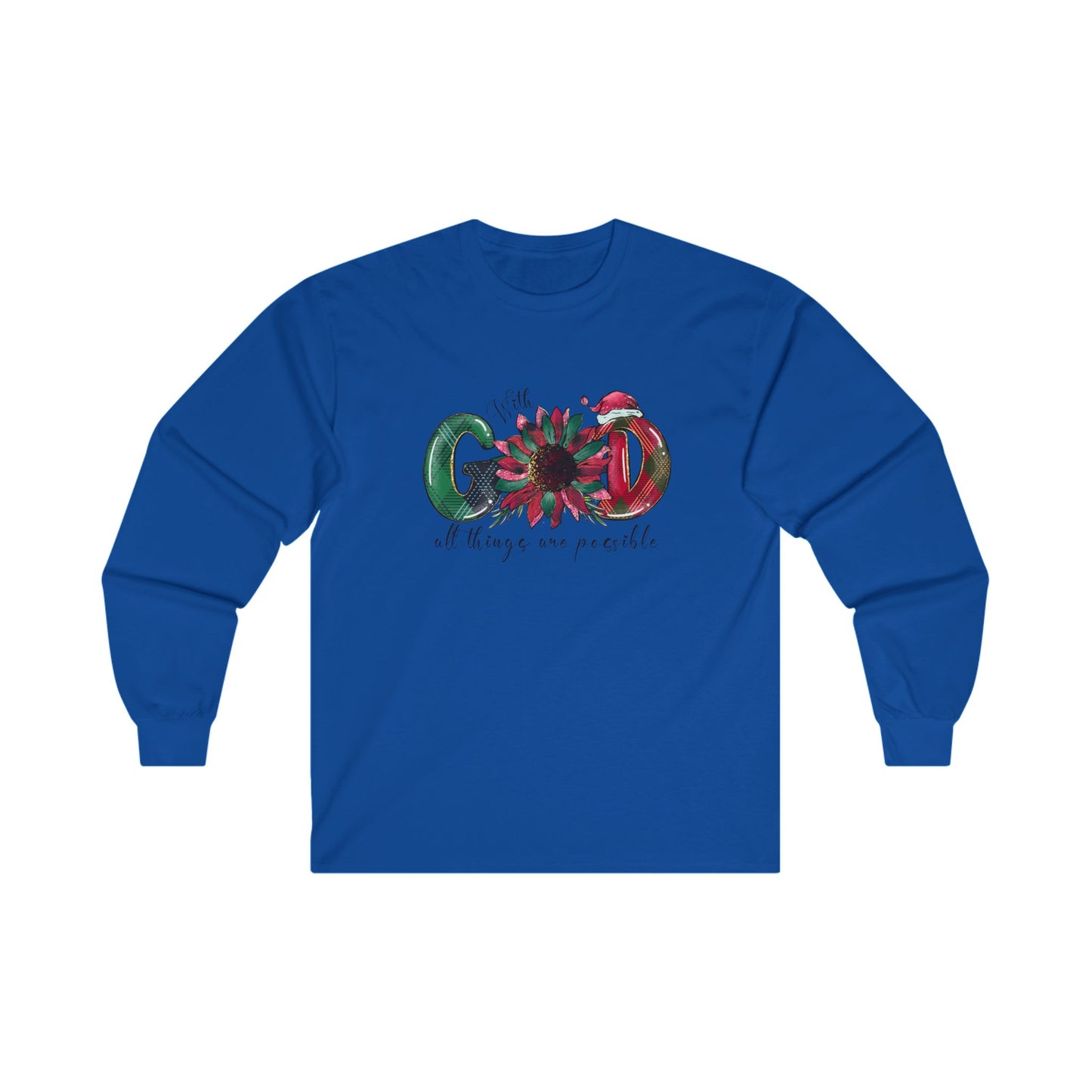 Festive 'With God All Things Are Possible' Long Sleeve Tee