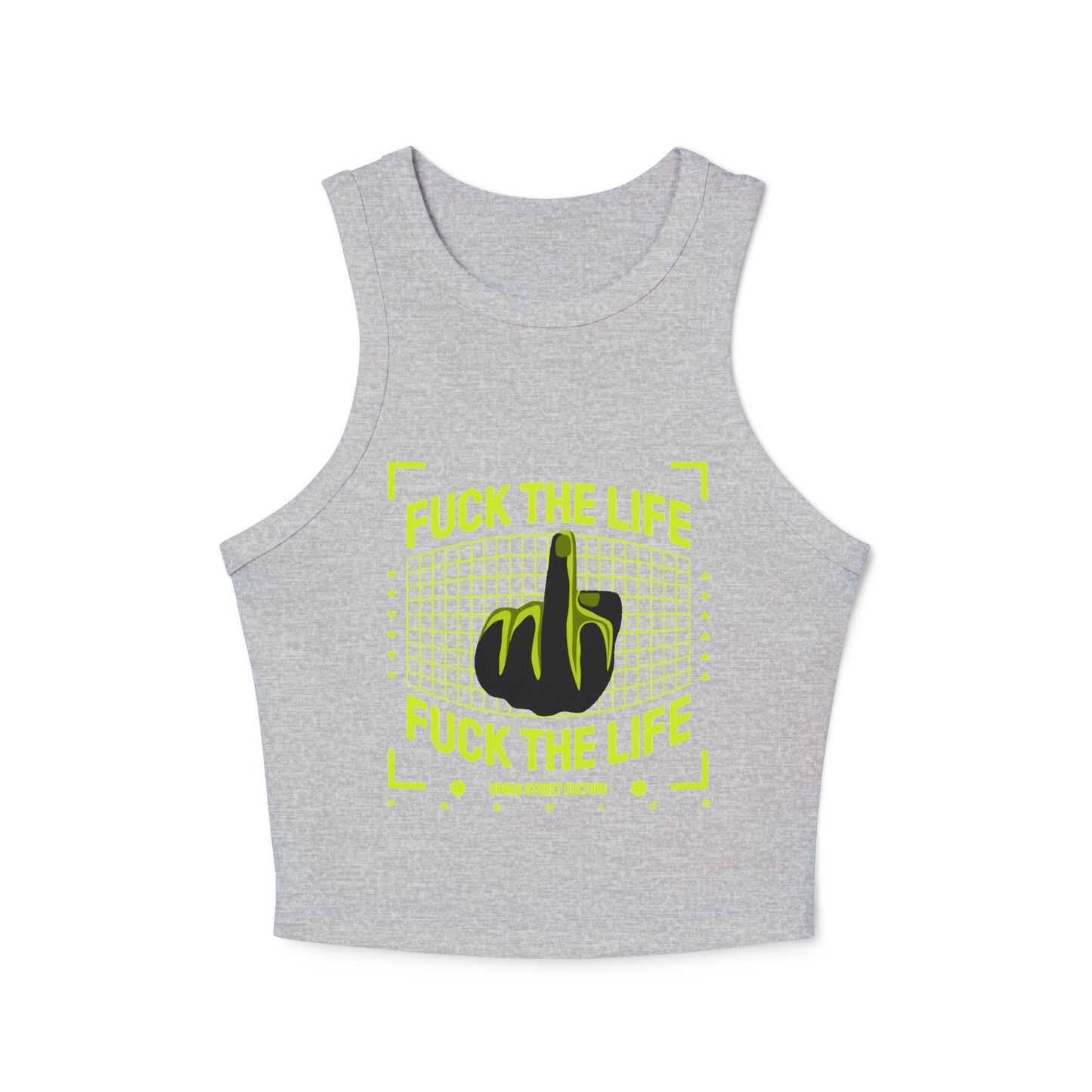 Graphic Racer Tank Top - "Fuck the Life" Design for Confident Women