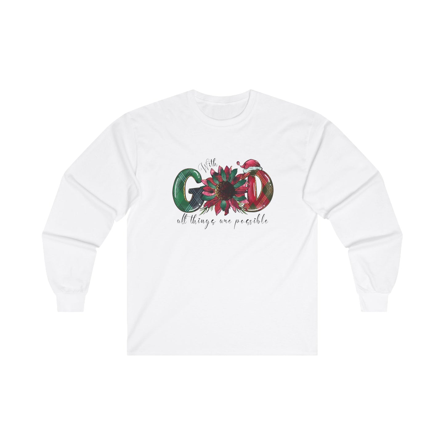 Festive 'With God All Things Are Possible' Long Sleeve Tee