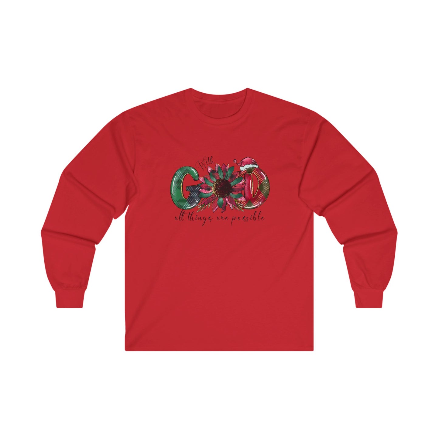 Festive 'With God All Things Are Possible' Long Sleeve Tee