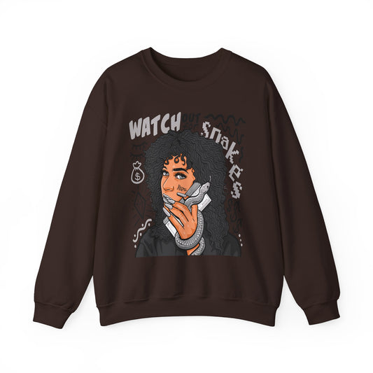 Watch Out for Snakes Crewneck Sweatshirt - Bold Graphic Design