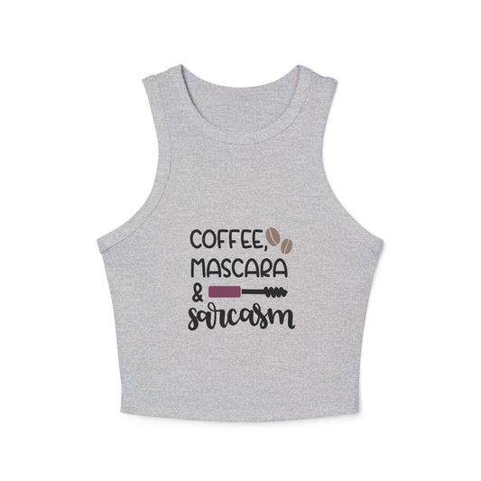 Coffee, Mascara & Sarcasm Racer Tank Top for Women