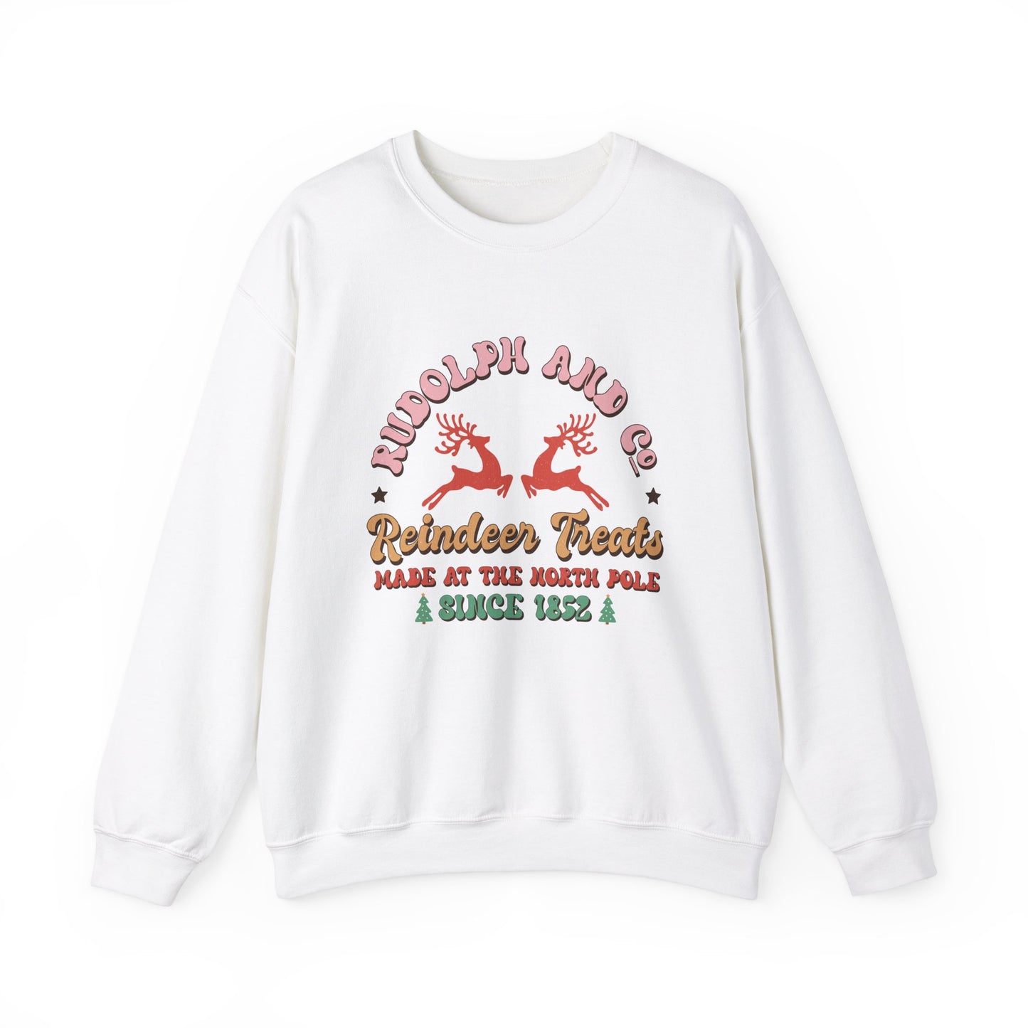 Christmas Crewneck Sweatshirt - Rudolph & Santa's Reindeer Treats Design