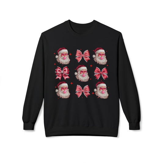 Festive Santa Sweatshirt with Bows – Cozy Holiday Crewneck