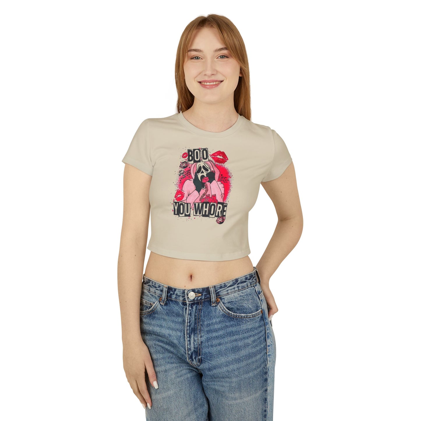 Bold Statement Women's Baby Tee - Halloween Graphic Design for Casual Style