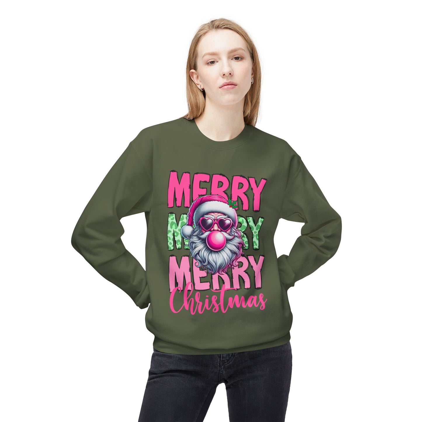 Merry Christmas Fleece Crewneck Sweatshirt