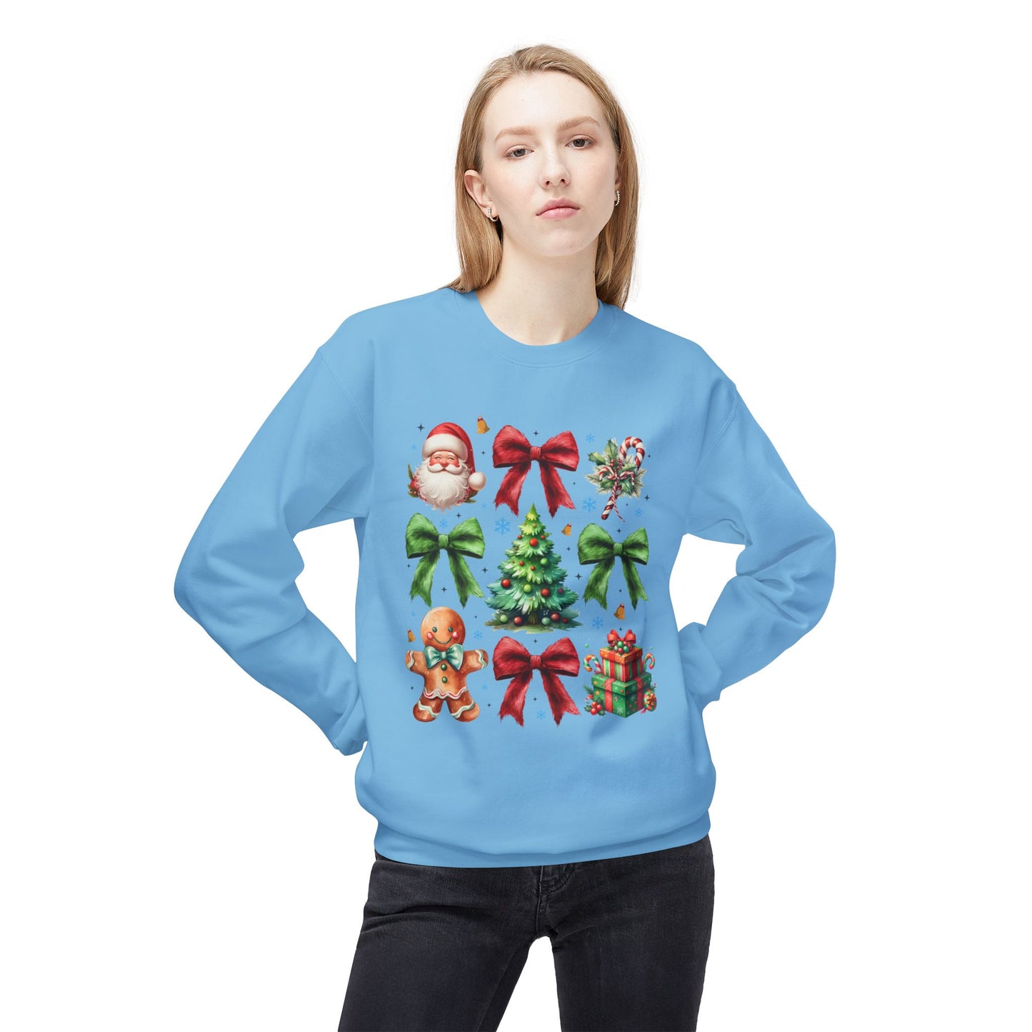 Festive Fleece Crewneck Sweatshirt - Christmas Cheer Design