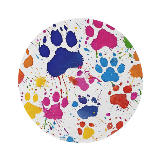 Colorful Paw Print Round Rug - Pet Lover’s Decor
