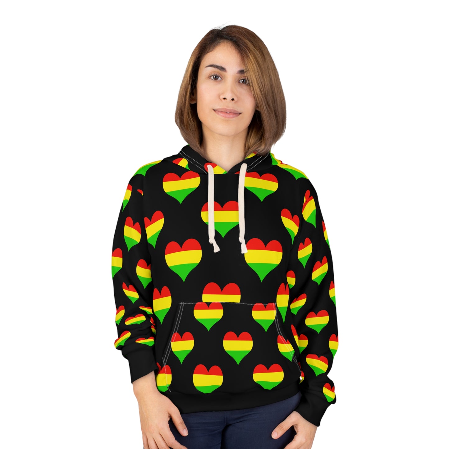 Multicolor Heart Pullover Hoodie