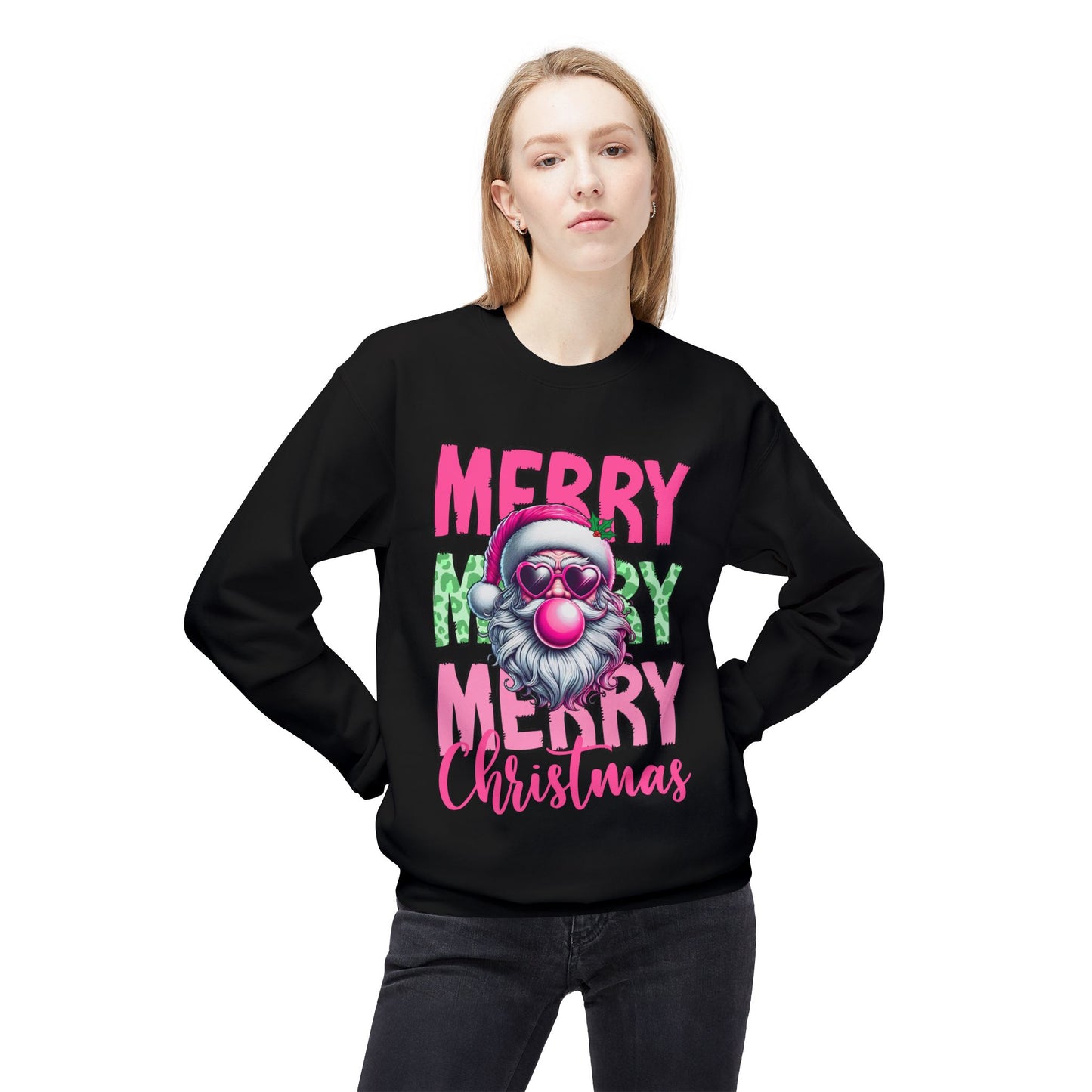 Merry Christmas Fleece Crewneck Sweatshirt
